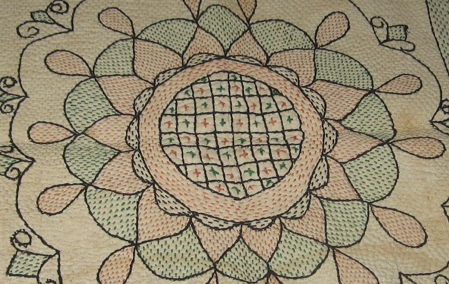 The Goddess's Seat: A Small Sujni Quilt Image