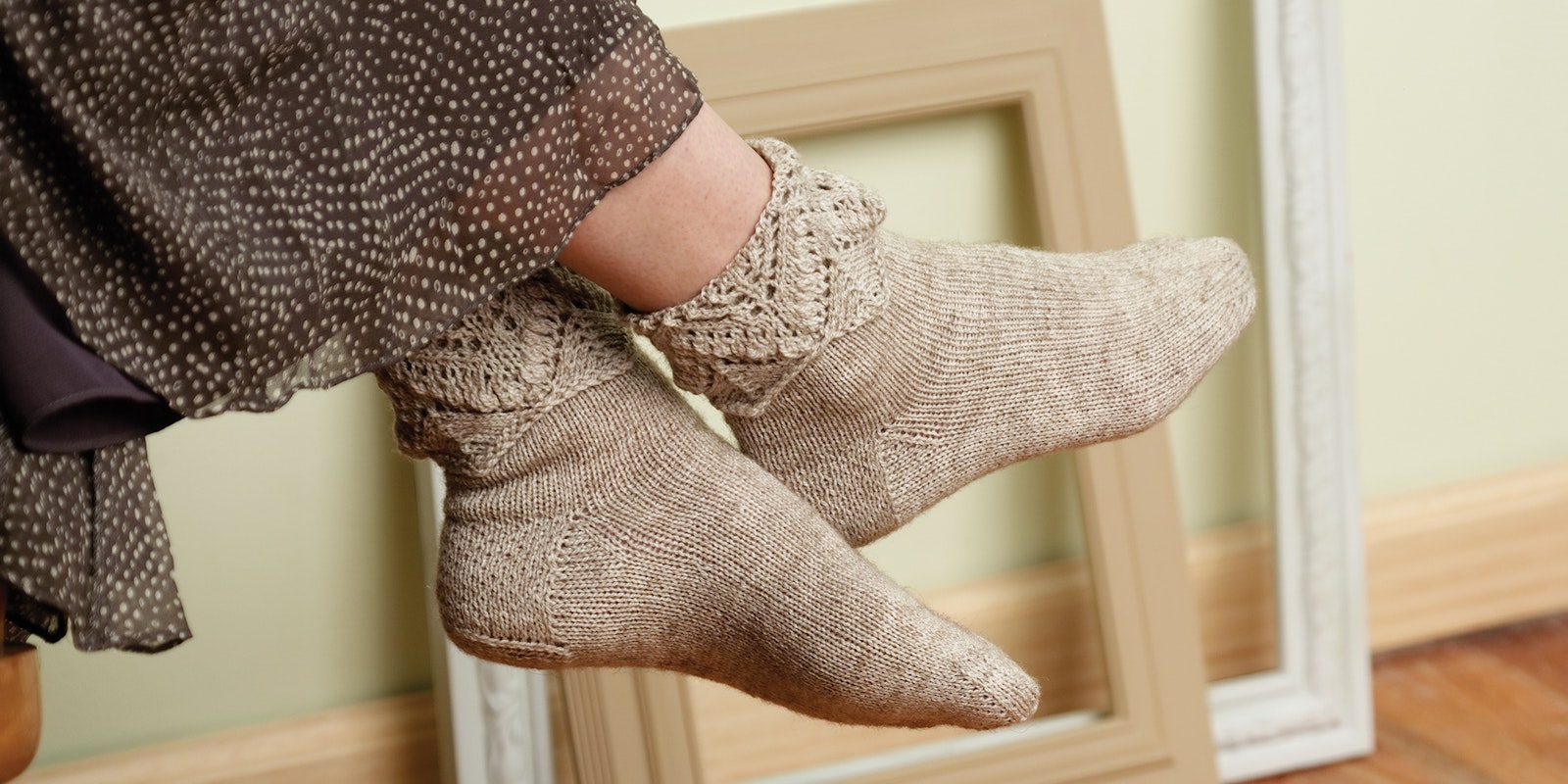 Knitted Socks with Fancy Cuffs Primary Image