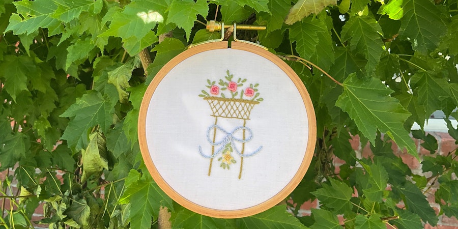 A Rosy Summer Ornament in Biedermaier Embroidery  Image