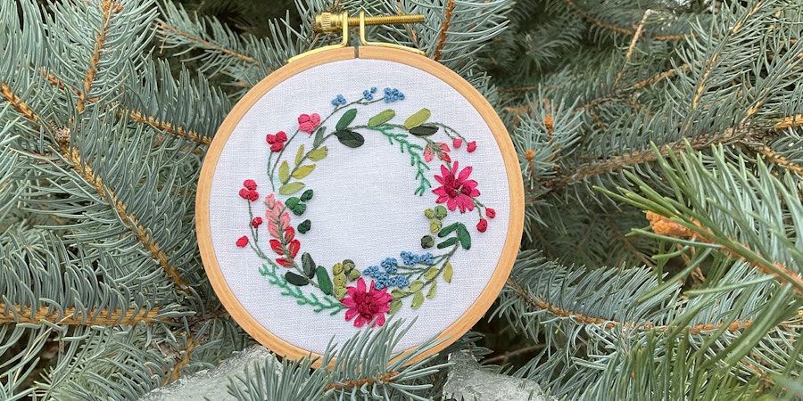A Winter Wreath in Silk-Ribbon Embroidery Image