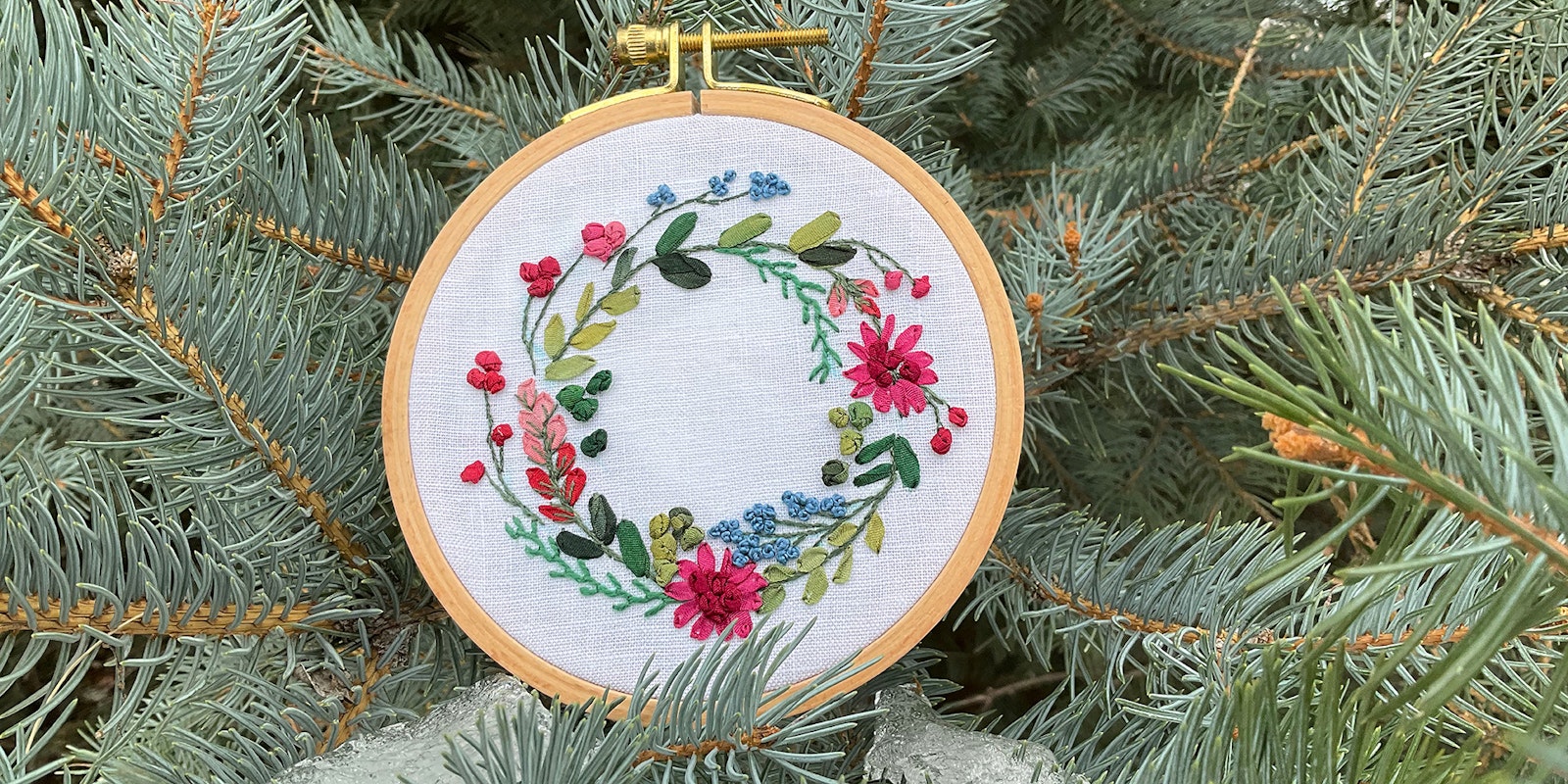 A Winter Wreath in Silk-Ribbon Embroidery Primary Image