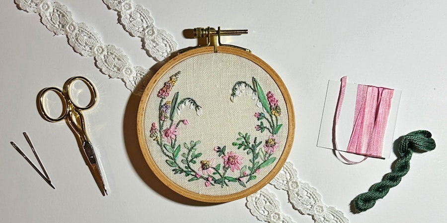 A Summer Wreath in Silk-Ribbon Embroidery Image