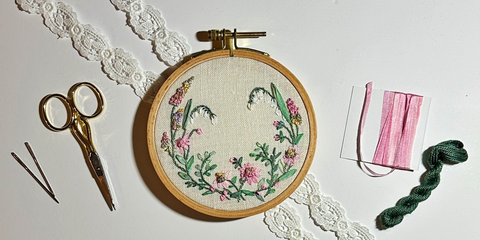 A Summer Wreath in Silk-Ribbon Embroidery Primary Image