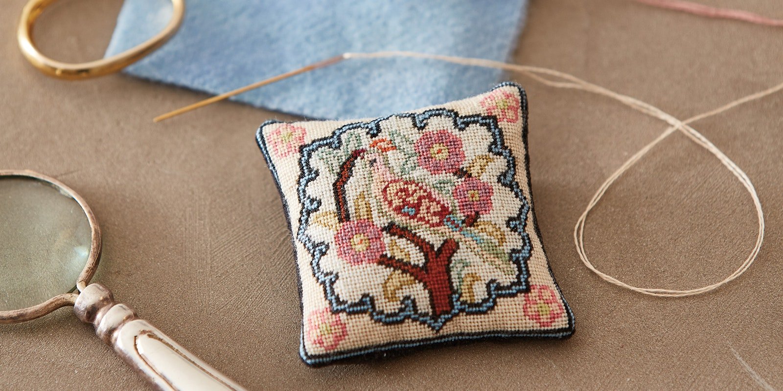A Miniature Petit-Point Bird Primary Image
