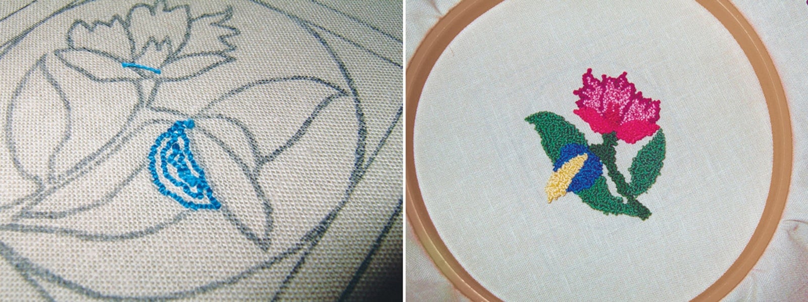 A Jacobean Floral Design in Miniature Punch Needle Embroidery Primary Image